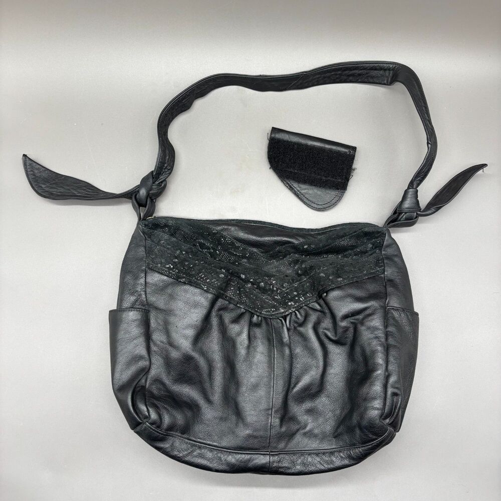 Black Leather Concealed Carry Hobo Shoulder Bag CCW Purse Removable Holster